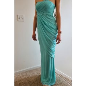 DAVID'S Bridal like Cult Gaia maxi dress in aqua